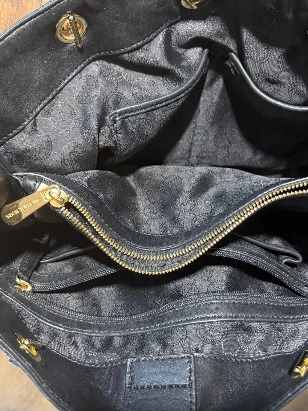Michael Kors Black Quilted Leather Chain Tote Shoulder Bag Large